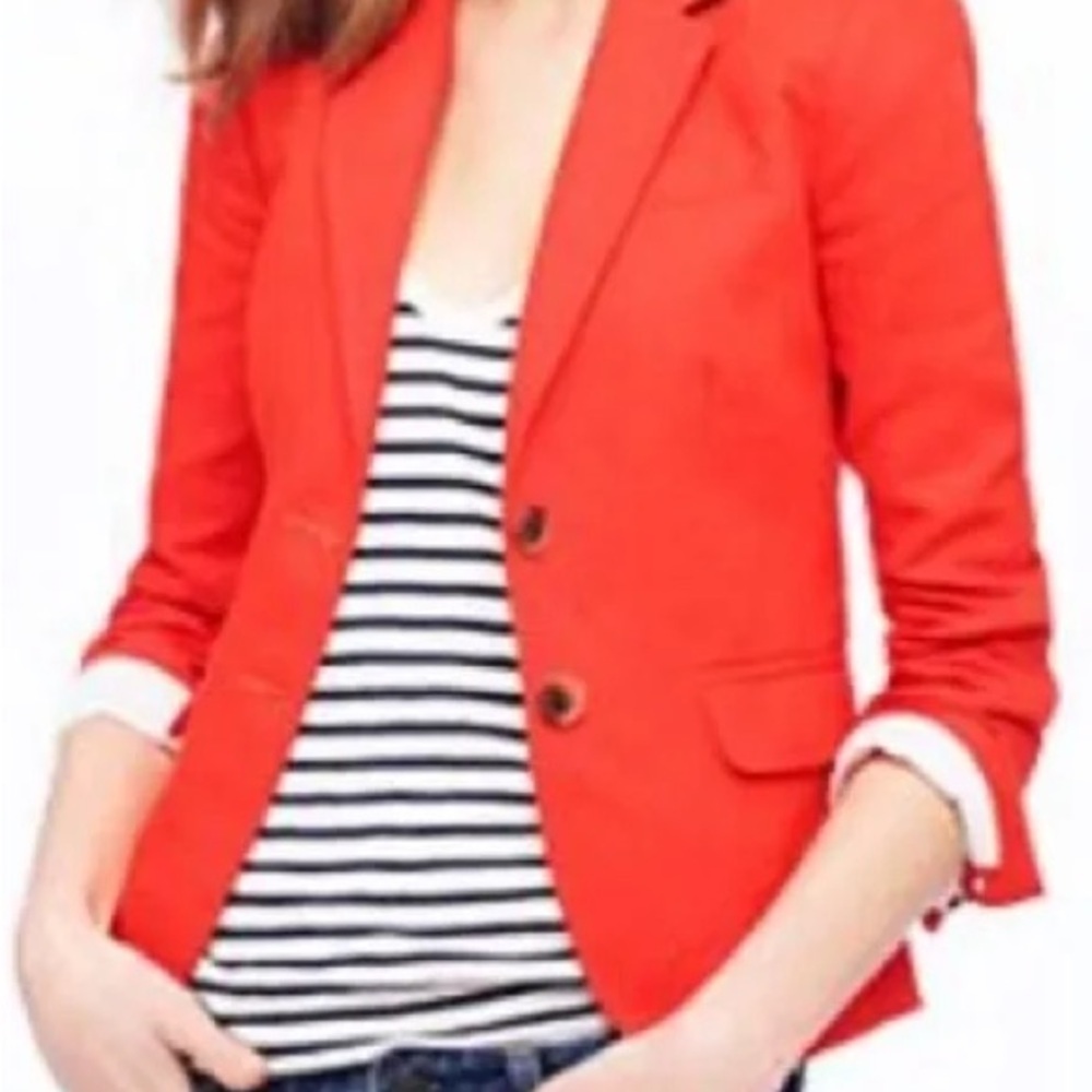J.Crew Orange Linen school boy blazer NWT